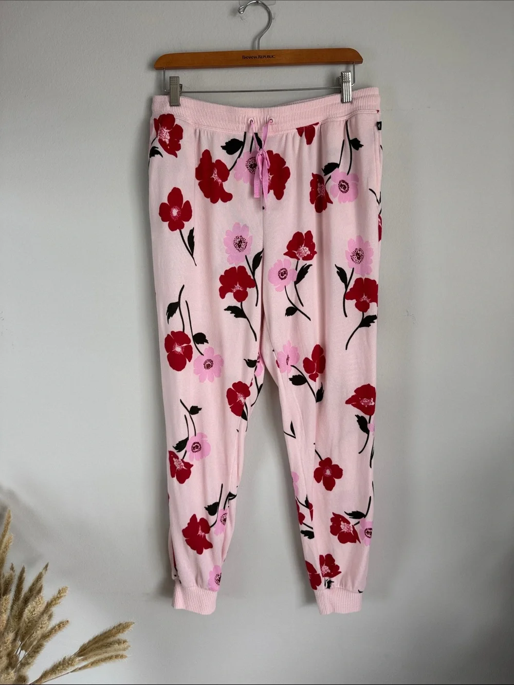 Kate Spade New York Floral Pajama Lounge Set Pink Red Print Women’s Large